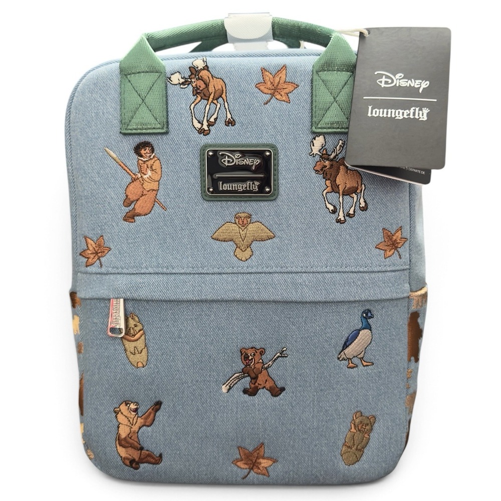 Loungefly Disney Brother Bear Denim Mini Backpack BoxLunch Exclusive Embroidered